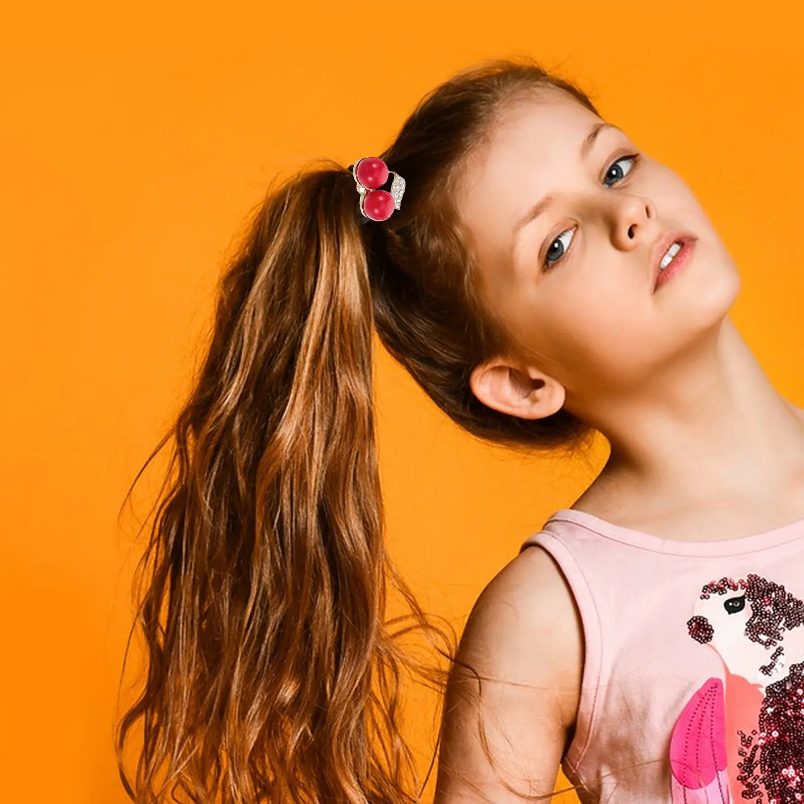 

6Pcs Hair Tie Accessories Rhinestone Cherry Elastic Bands Cute Stylish Ponytail Holders for Women Hair Decoration Fashion