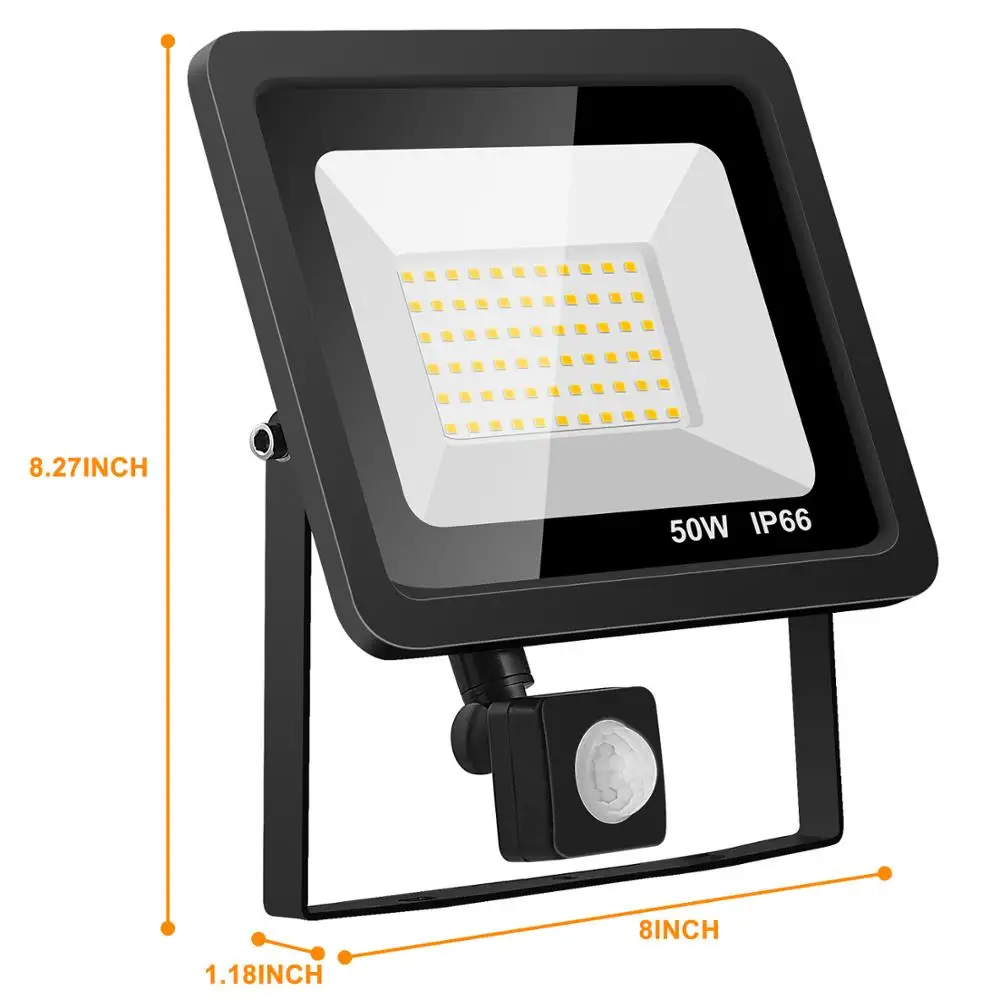 Imagem -04 - Ltoon-led Luz de Inundação com Sensor Pir Ajustável Iluminação Exterior Projetores para Praça de Rua Smd 2835 10w 20w 30w 50w 100w