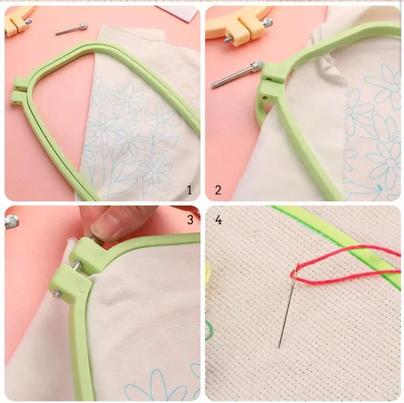 5/1 Stück Plastik DIY Stickrahmen Kreuzstich-Rahmen Haushalt Handgemachtes Stickerei-Set Nähzubehör – Detail 3