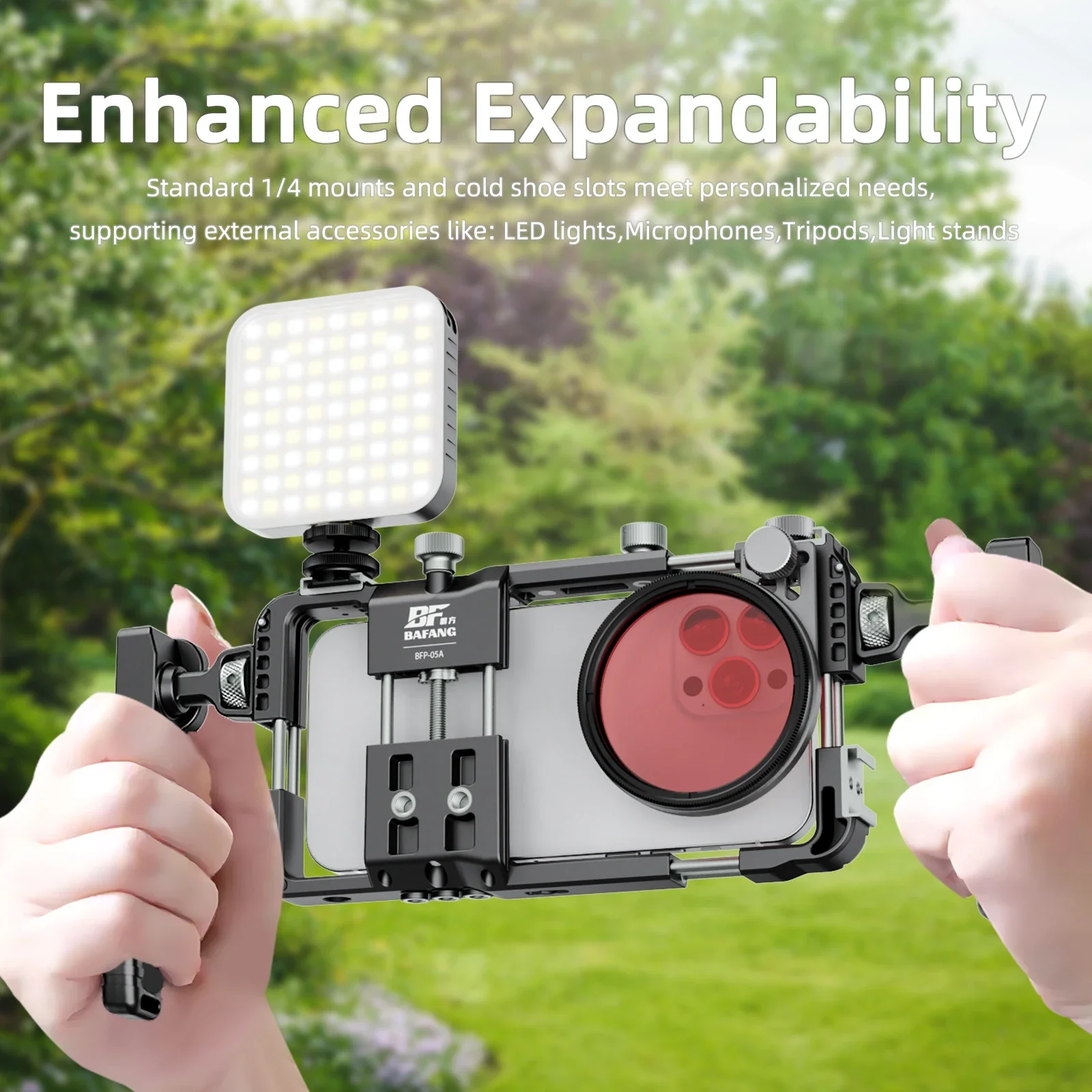 

Крепление для телефона Bluetooth, универсальный смартфон с ручками, адаптер 67 мм, клетка для телефона для смартфона IPhone 15 16 Pro Max Samsung