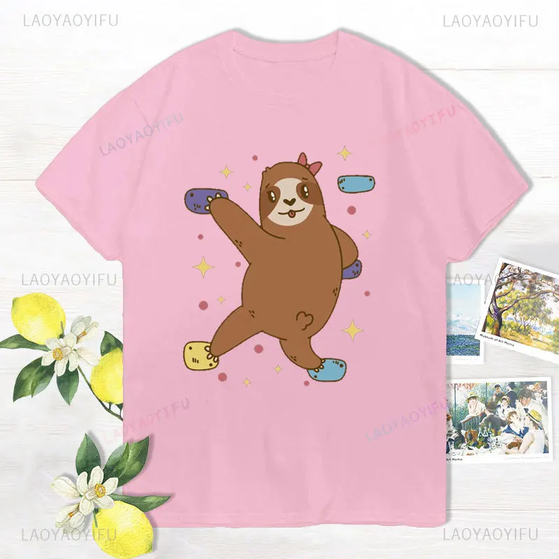 Rock Climbing bradipo Climber stampa T-shirt Fun bradipo arrampicata su roccia magliette in cotone sport all'aria aperta abbigliamento Casual T-shirt Unisex