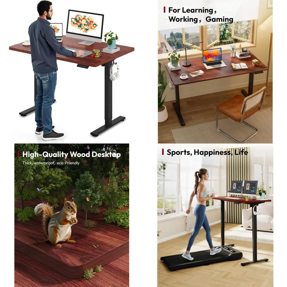 Height Adjustable Electric Standing Desk 48x30 Inches with 6-Button Controller, Ergonomic and Whole-Piece Desktop for Comfortabl