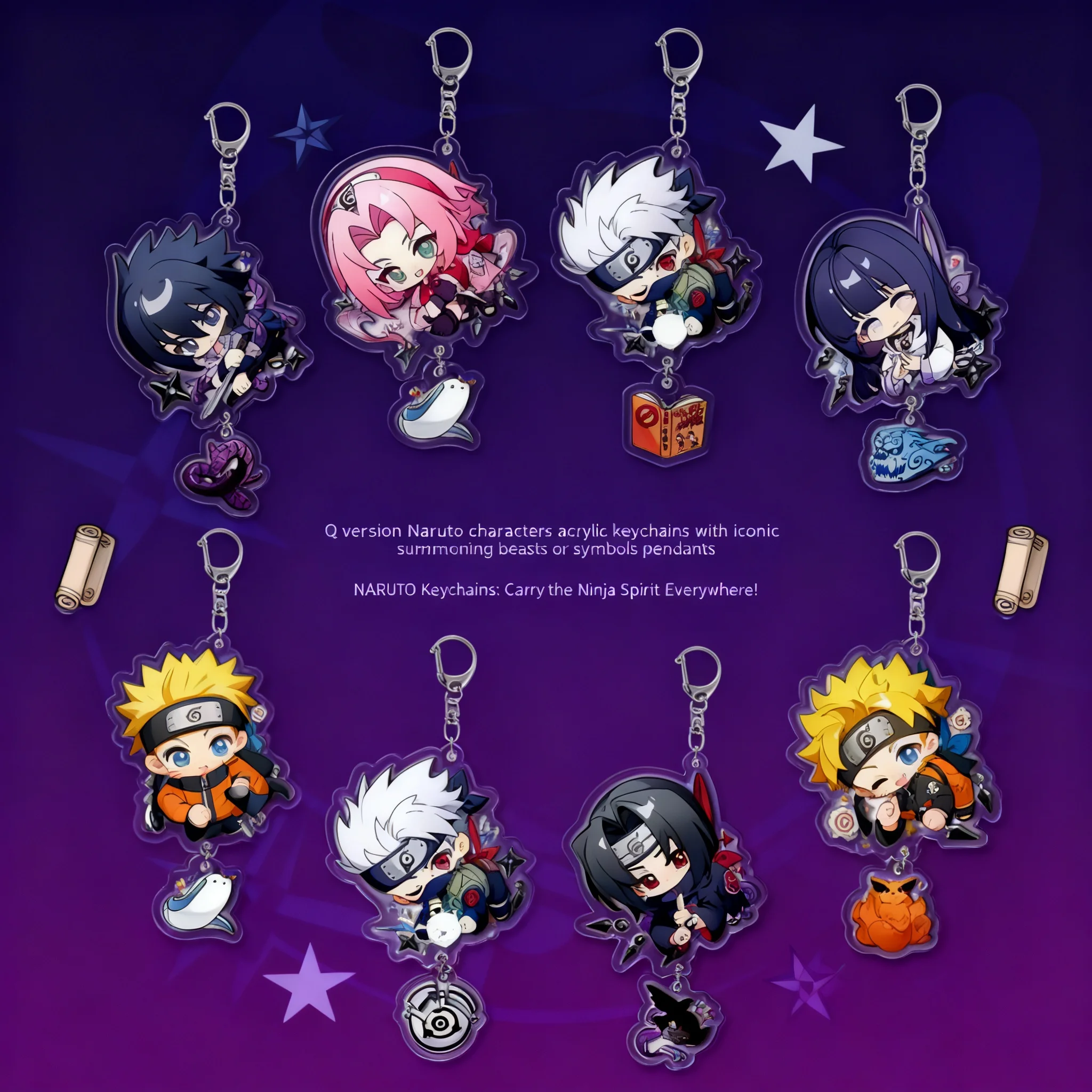 

Naruto Uchiha Sasuke Anime Keychain Acrylic Double Layer Gift Cosplay Accessories Cartoon Pendant