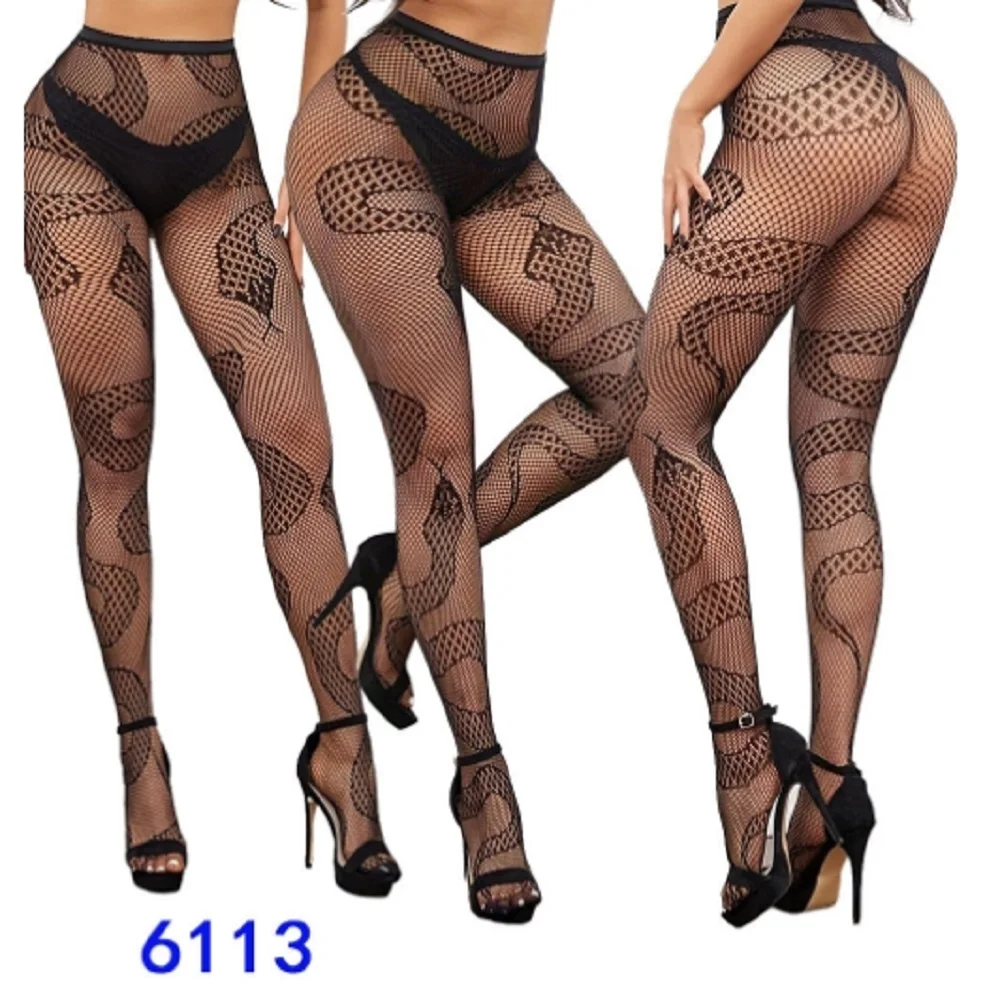Snake Tights Women Anime Pantyhose Black Mesh Fishnet Stockings Sexy Harajuku Hosiery Large Lolita G Tights Gothic Clothes 1pair