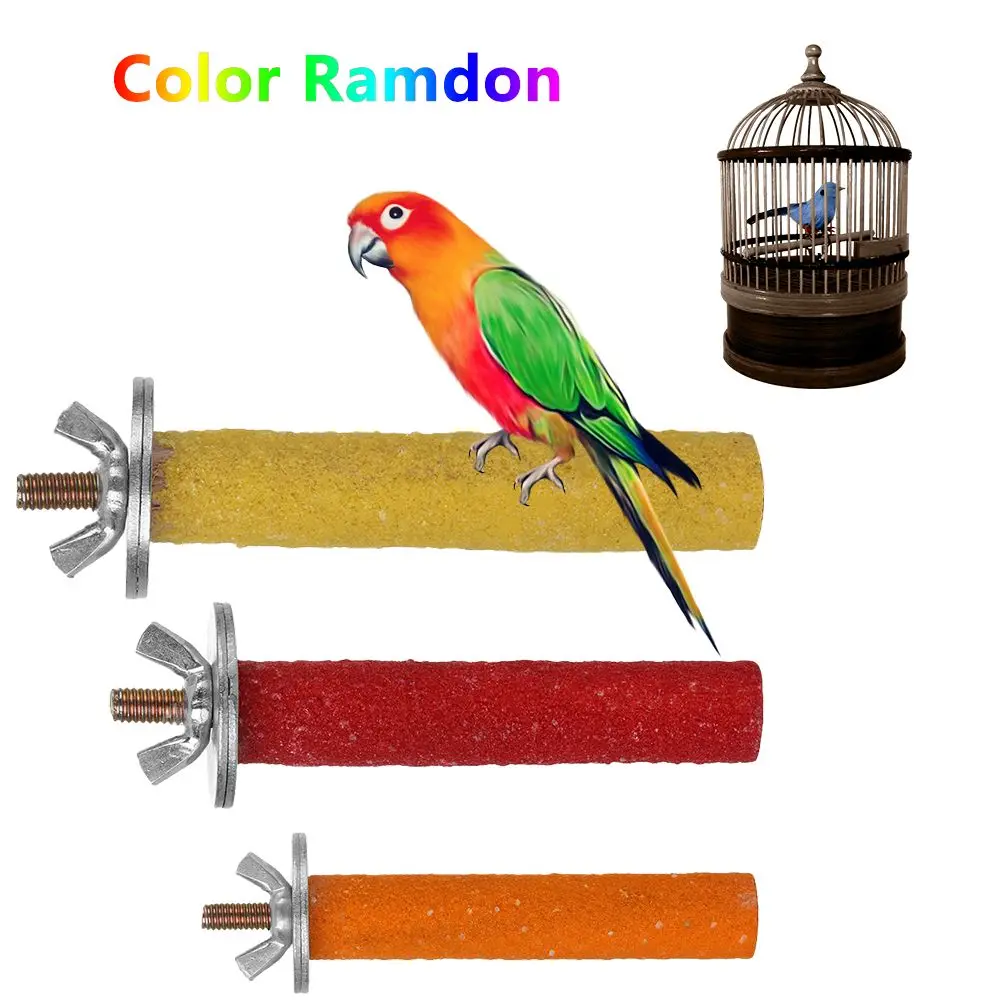 Hot Wood Animals Bird Cage Bites Gnawing Chew Toy Paw Grinding Parrot Perches Stand Station Platform Pet Supplies