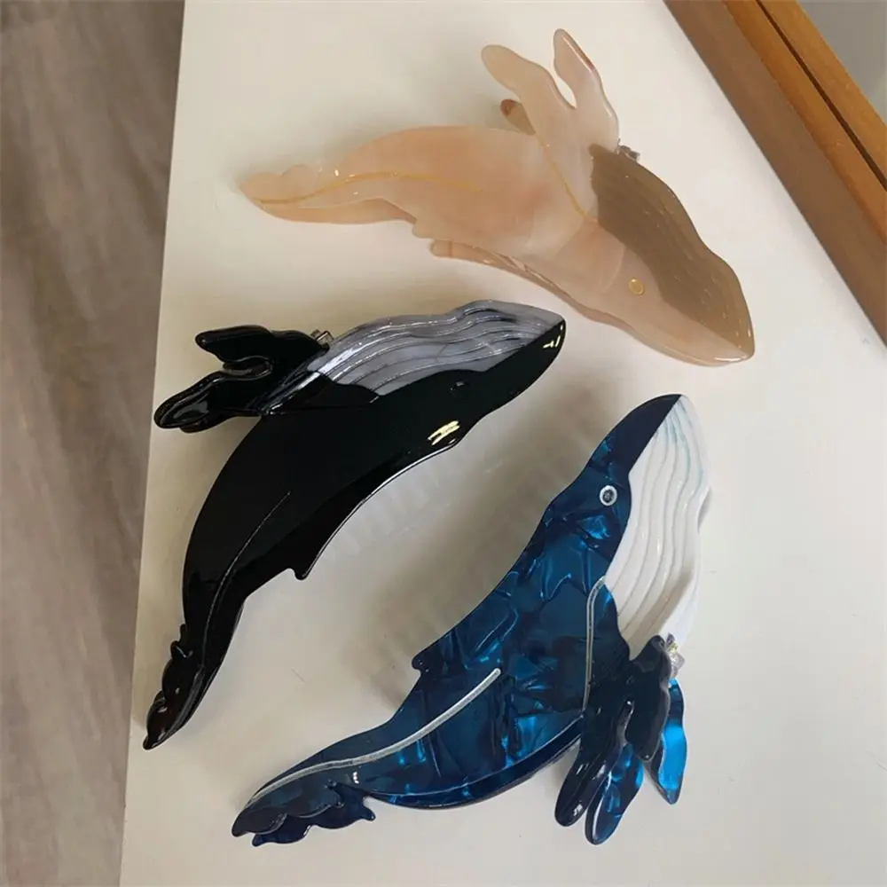 

Large Grab Clip Blue Whale Animal Hair Clip Korean Style Headwear Acetic Acid Hair Clip Hair Claw Female Hair Accessories