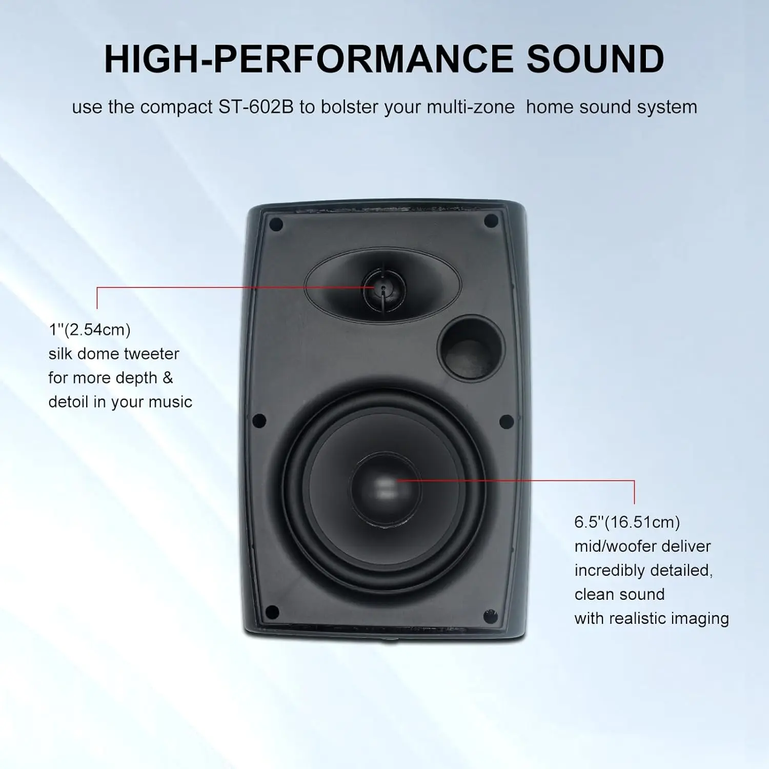 Herdio 6.5 Inch 400W Outdoor Passive Speakers Wired Waterproof With Powerful Bass Wall Mount Speakers For Patio Garden Poolside