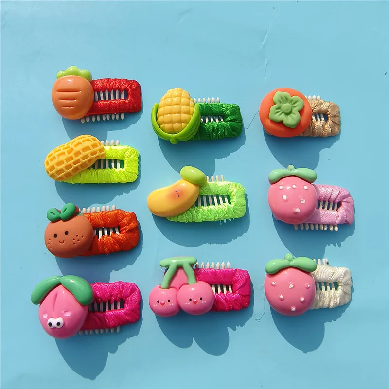 Cute Fruit Family Pet Hairpin Handmade Alloy BB Hair Clip Resin Fruit Patch Cat Grooming Product for Puppy Dog Cat Pet Supplies