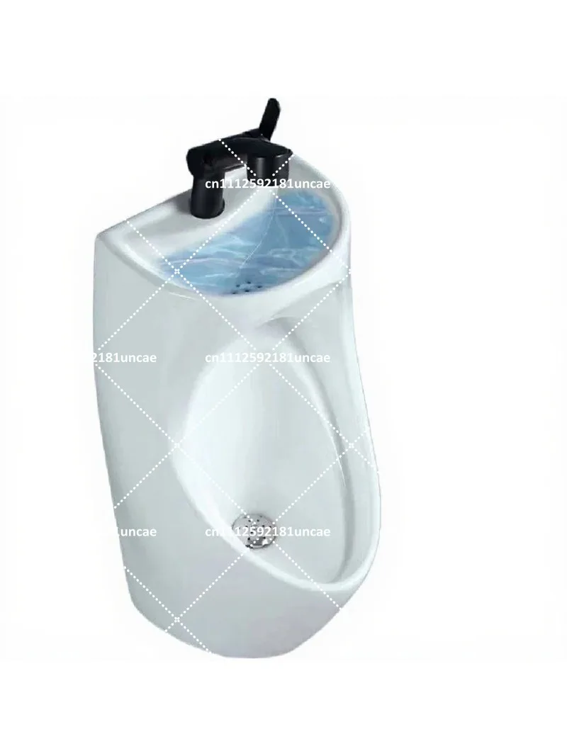Ceramic Urinal for Bathroom Wall Mounted with Wash Basin, Men's Urinal, Compact Floor Standing Urinal