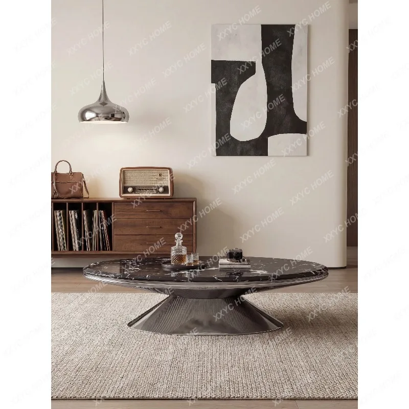 XX Modern minimalist, patterned coffee table oval storage home living room high-end design