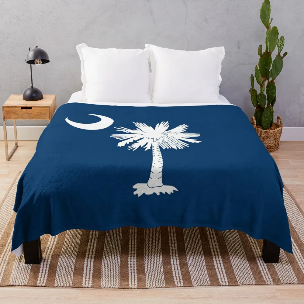 South Carolina State Flag SC Palmetto Tree Crescent Moon Throw Blanket Stuffeds Blankets For Bed Blankets