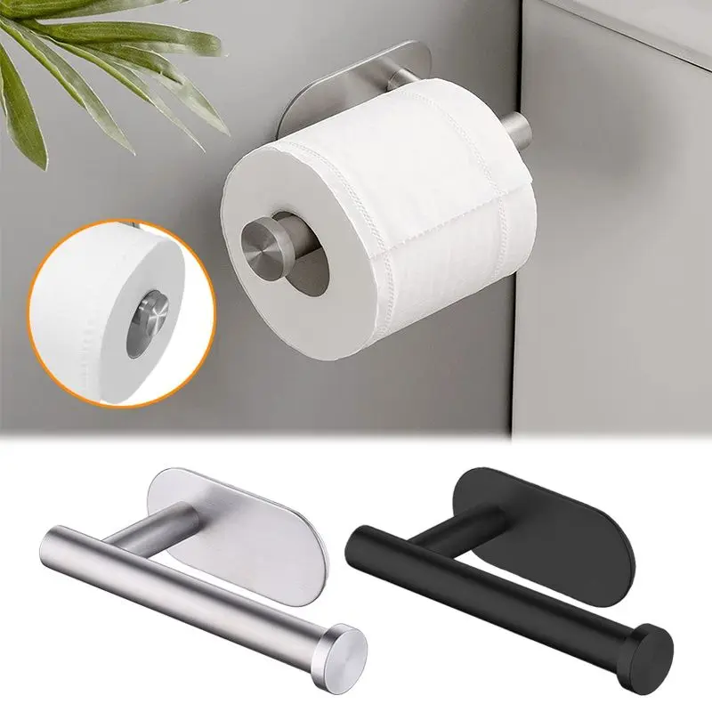 SUS304 Stainless Steel Toilet Paper Holder Self Adhesive Wall Mount No Punching Tissue Towel Roll Dispenser for Bathroom Kitchen