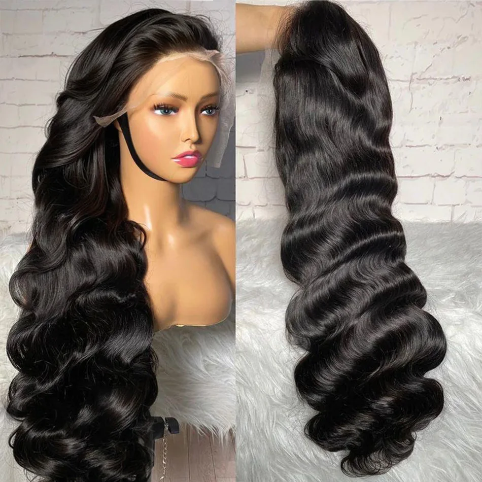 

Парик из натуральных волос плотностью 250, 40 дюймов, с эффектом Body Wave, HD-кружевной фронтальный парик 13x6, предварительно выщипанный, черный, с кружевным фронтом 13x4, бразильские необработанные волосы