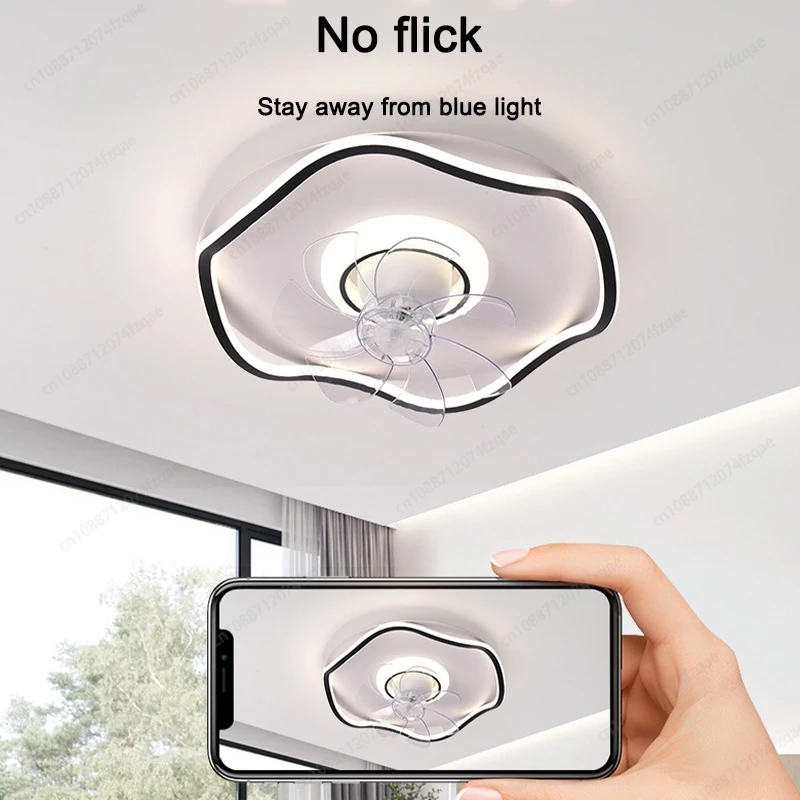 20 Inch LED Lighting 7 Blades DC Motor Ceiling Fan Light Suitable For Living Room Bedroom Remote Control Lighted Electric Fan