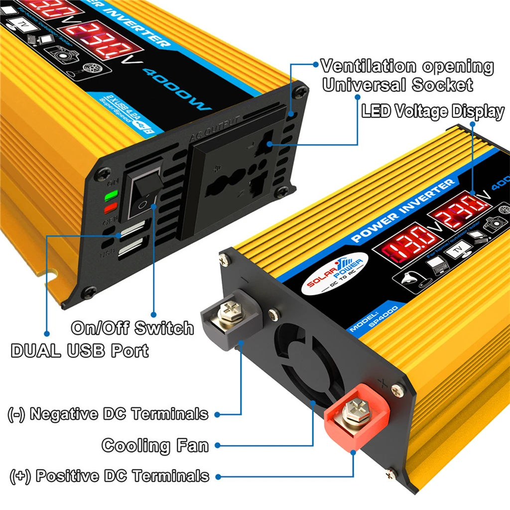 4000W Solar Panel Inverter 12V-110V/220V Solar System With Controller Home And Outdoor Camping Vehicle Solar Power Generation