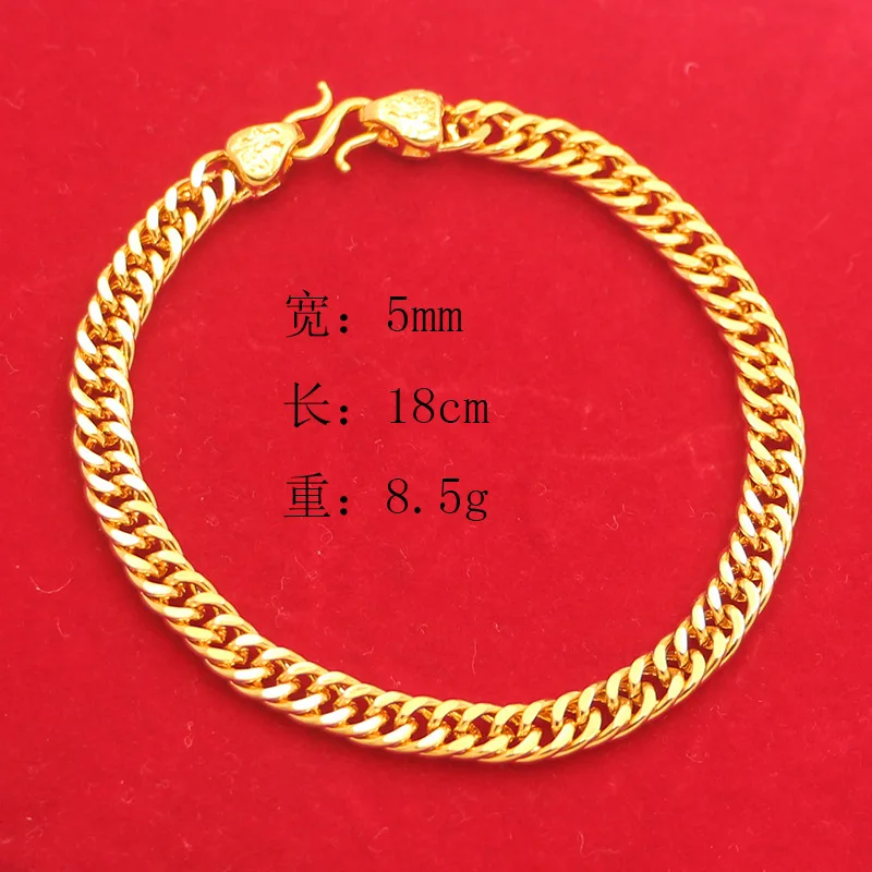Luxury 24K 9999 Pure Gold real gold Men's Buckle Boss Chain Bracelet - Image 3