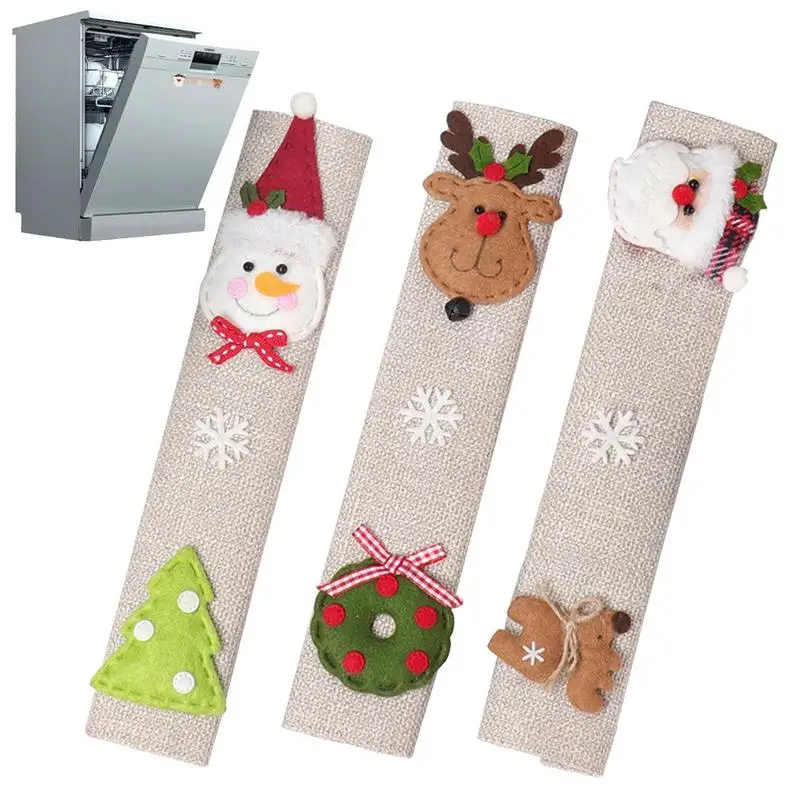 

Refrigerator Door Handle Cover For Christmas Household Fridge Door Handle Cases With Santa Claus Snowman Reindeer Anti-Corrosion