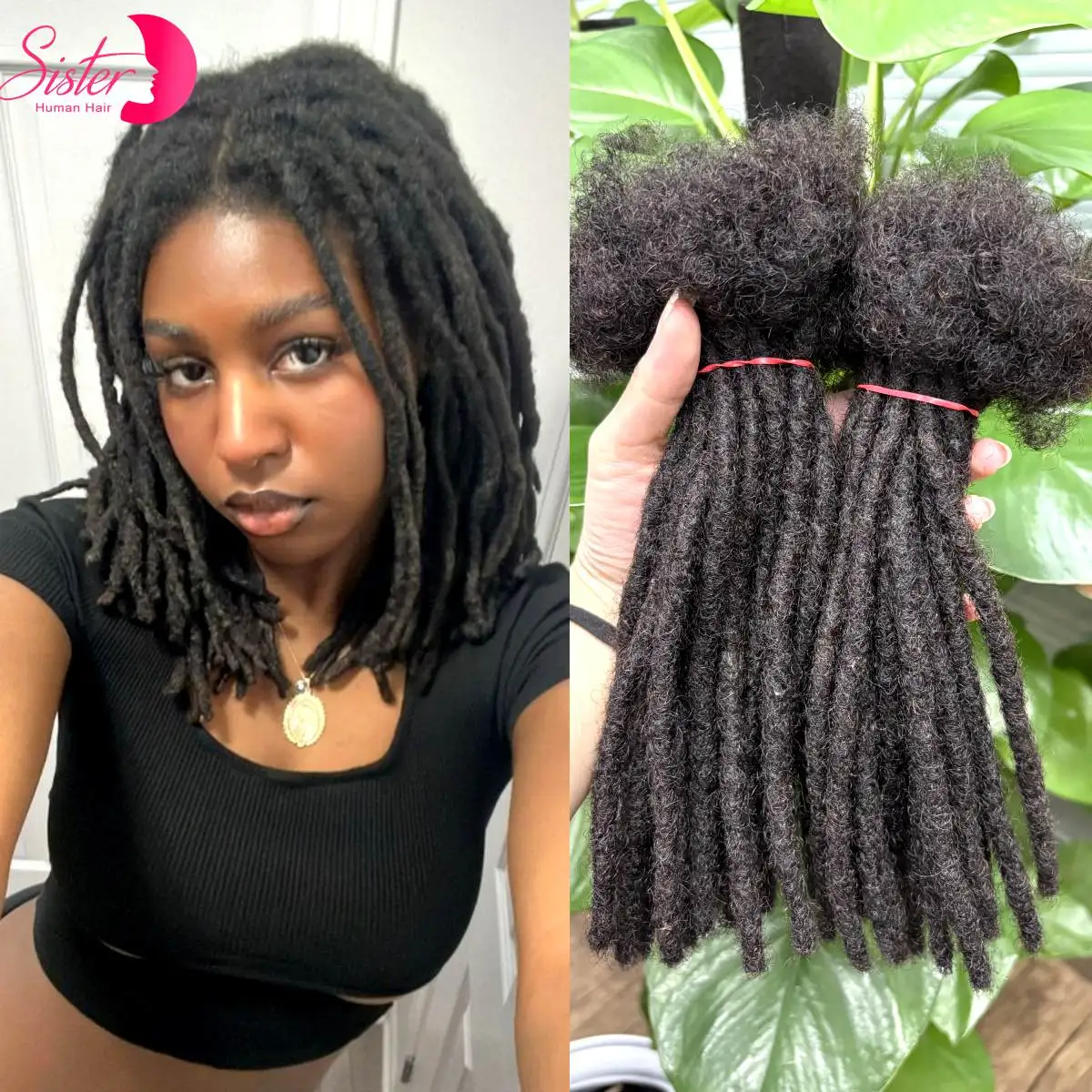 8 Inch 0.6cm Thickness Dreadlock Extensions Human Hair Regular Locs Extensions for Women Men Kids Full Handmade Permanent Locs