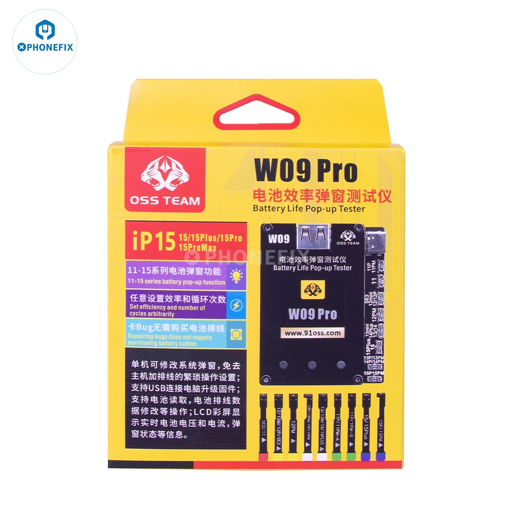 W09 Pro V3 Battery Life Pop-up Tester Programmer for iPhone 11-15 \