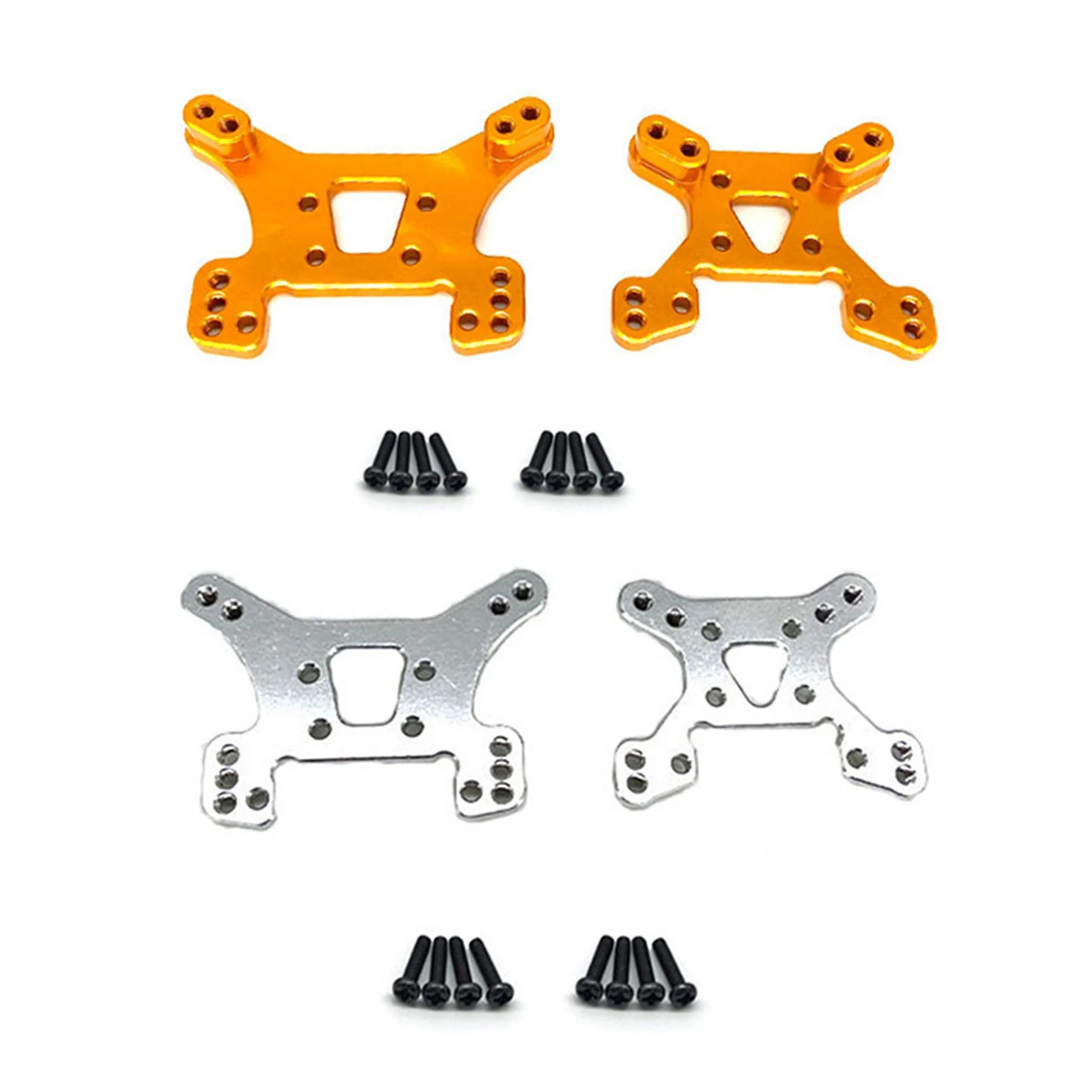 

ABWE-2Set 144001 Part Front And Rear Shock Tower Board Set Replacement Parts For 144001 1/14 4WD RC Car,Yellow & Silver