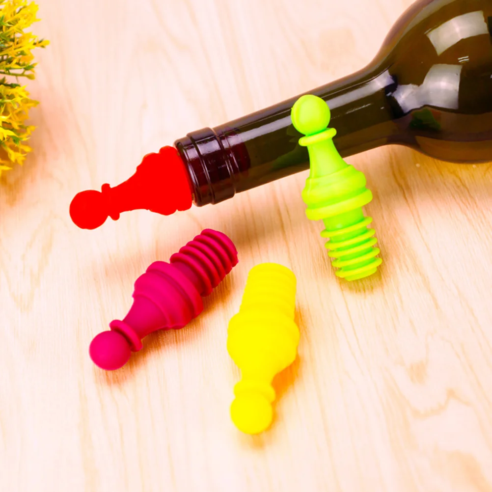 6pcs Stoppers Novelty Chess Bottle Stopper Set Reusable Silicone Caps Beer Sealer Cover for Beer Champange Alcoho