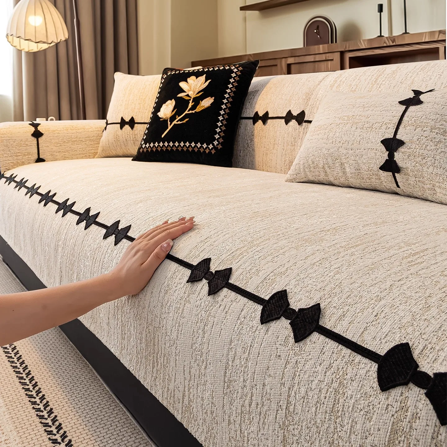 

Премиальная цельная подушка для дивана, универсальный фиксированный противоскользящий чехол для дивана из ткани, подходит для всех сезонов.