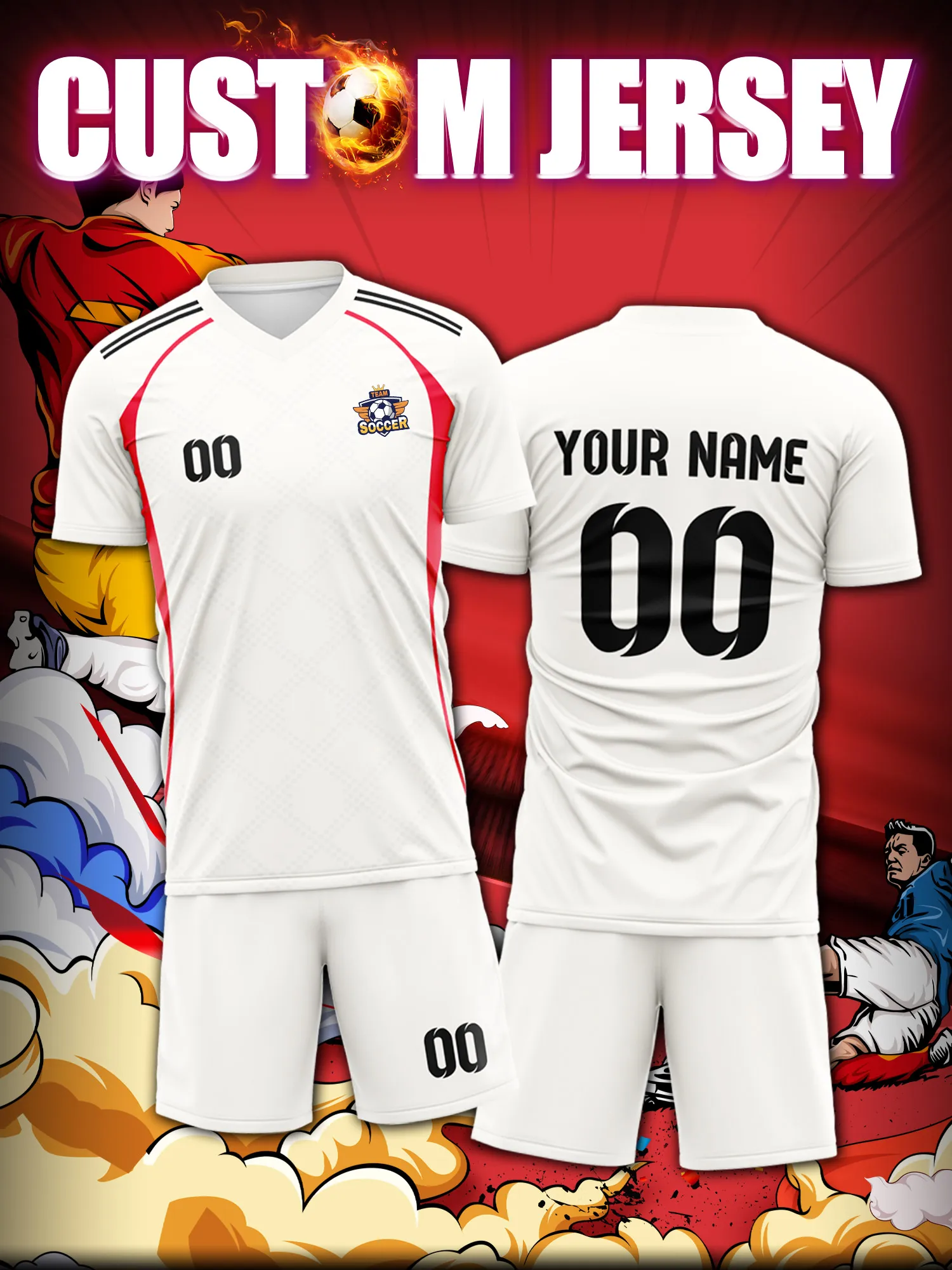 

Футбольная форма на заказ с индивидуальным изображением, номером и именем, вентилируемая сетчатая ткань, влагоотводящая, для тренировок.