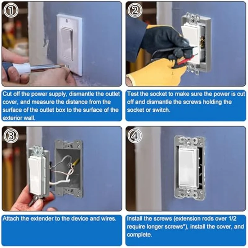 Y50A-6 Electric Box Extender,1/2 Inch Single Gang Receptacle Outlet Box Extenders For Electric Outlet Switch
