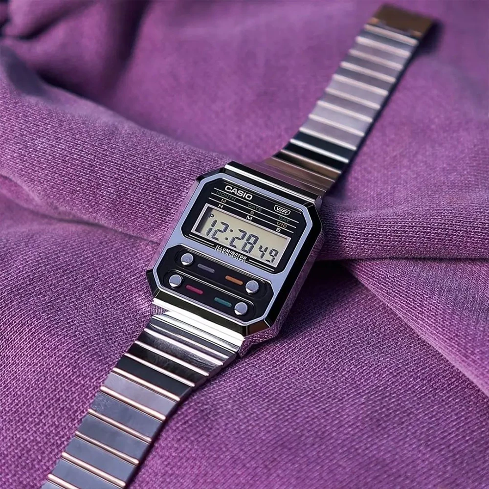 ساعة كاسيو للرجال قمة الموضات الفاخرة آلة حاسبة نموذج شخصية عصرية نمط relogio masculino часы femenskie A100WE-1A/7B
