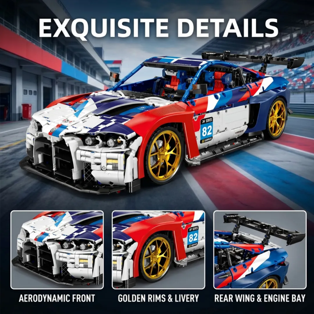 M4 Leistungsstarker Supersportwagen Baukasten MOC JD040 ﻿ Technisches High-Tech-Sportrennwagen-Modell Bausteine Sammelbares Kreatives Spielzeug Erwachsenengeschenke 4556 Teile – Detail 3