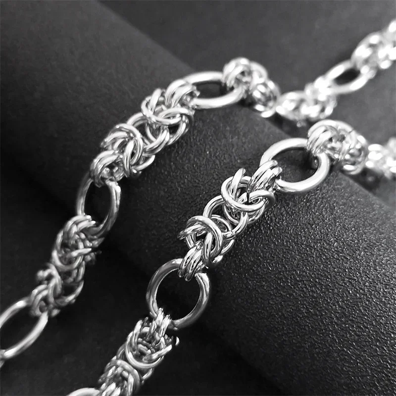 Trendy Stainless Steel Woven Lantern Byzantine Chain Necklace for Women Men Silver Color Punk Male Link Chains Jewelry collares