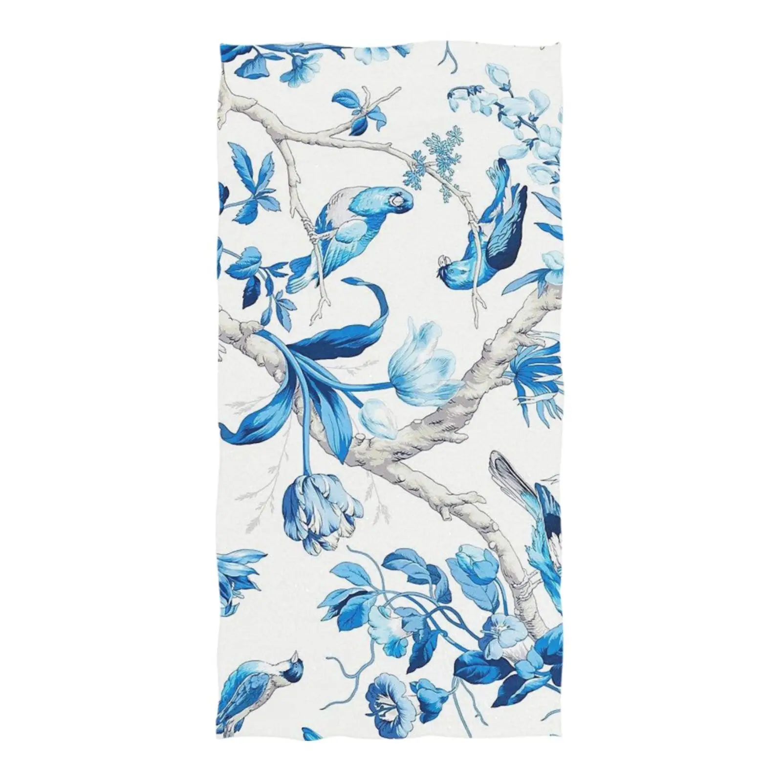 Chinese blue and white porcelain flower and bird patterntowell Absorbent Swimming carryBeach towelsLight breathable absorbent.