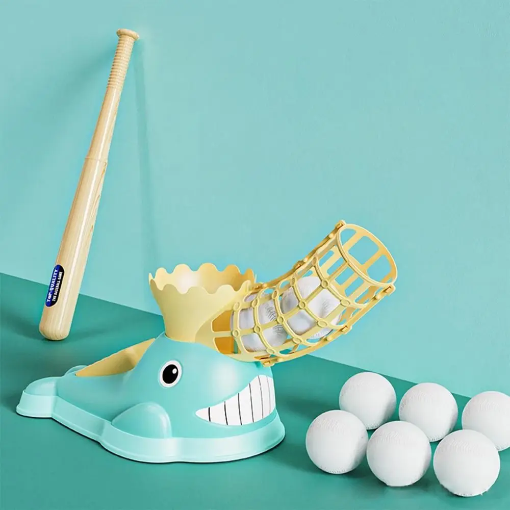 Cartoon Whale Children Baseball Machine with Ball Foot-operated Foot Stepping Baseball Durable Stepping Launcher