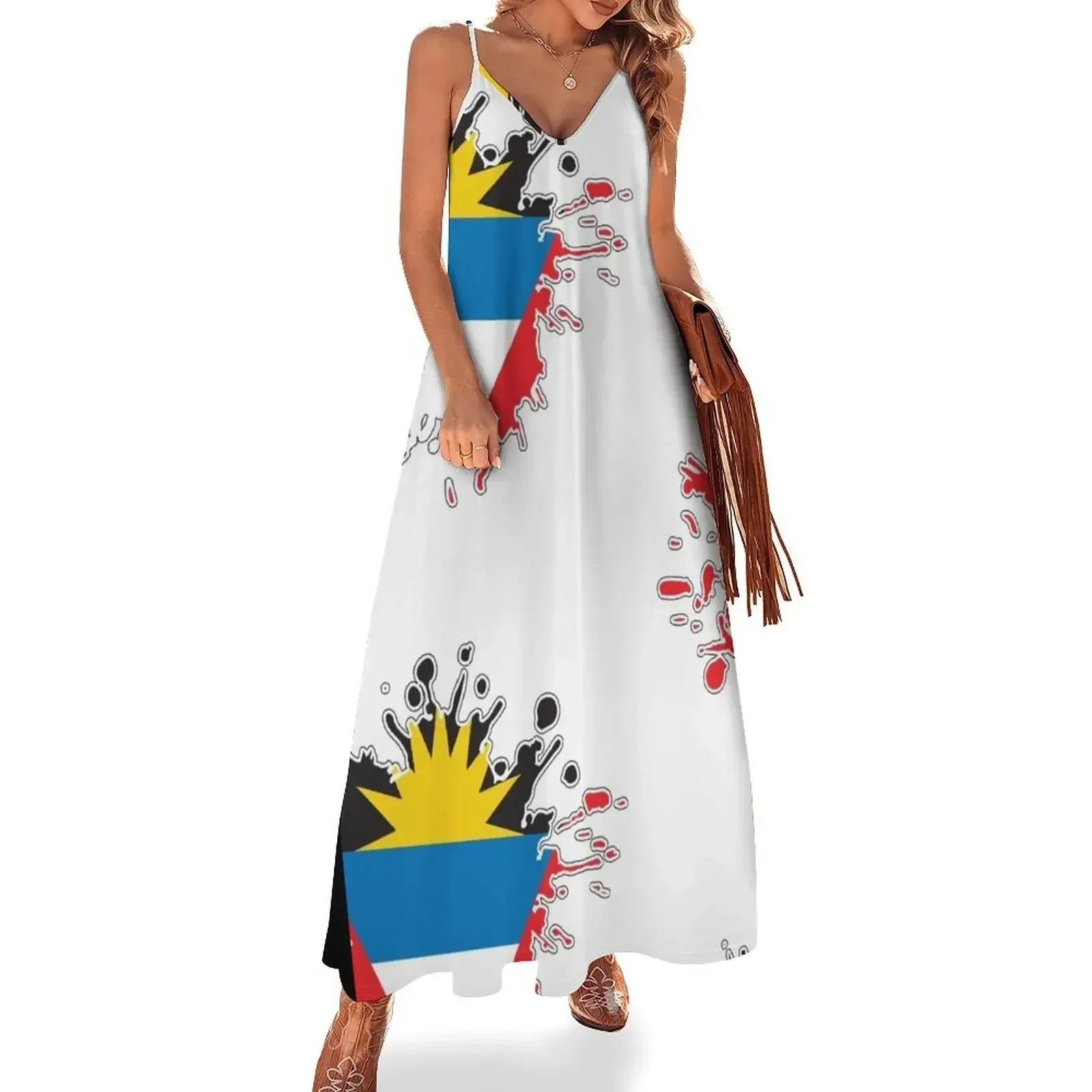 

Antigua and Barbuda National Flag Splash Sleeveless Dress summer dress women 2025 dress