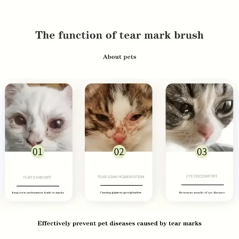 Pet Tear Stain Removal Brush Eye Cleaning Tear Stain Powder Brush Eye Poo Brush Makeup Brush Eye Cleaning Tool for Dog and Cat