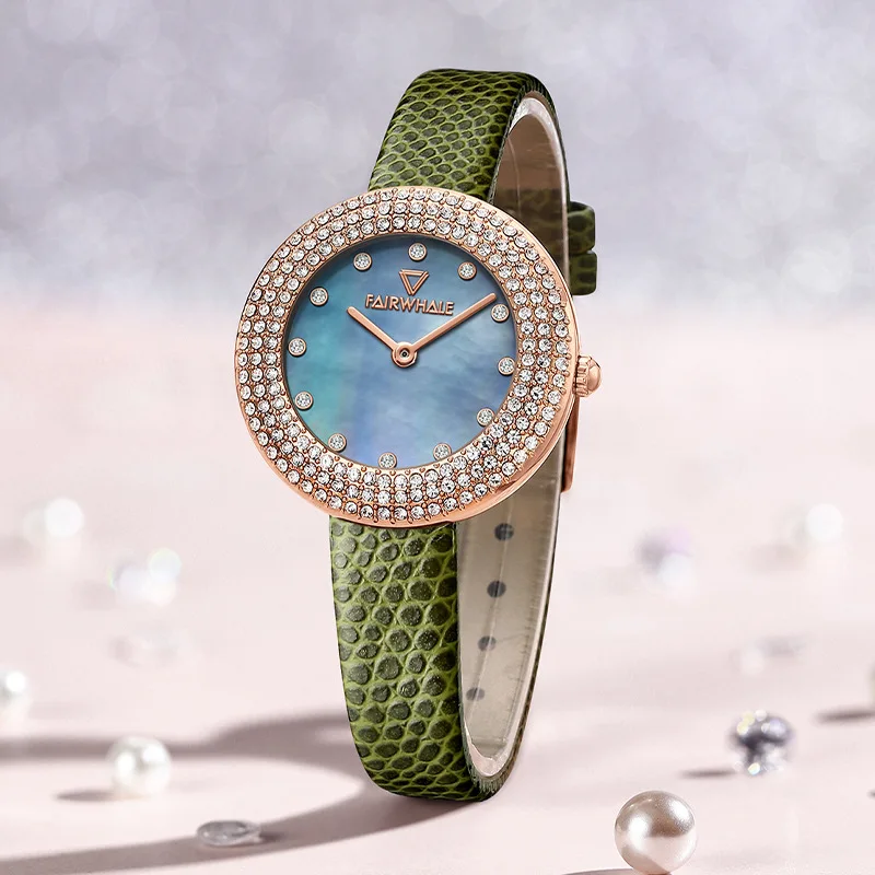 Luxury Diamond Quartz Ladies Watch Leather Strap Fashion Top Brand Waterproof Women's Wristwatch