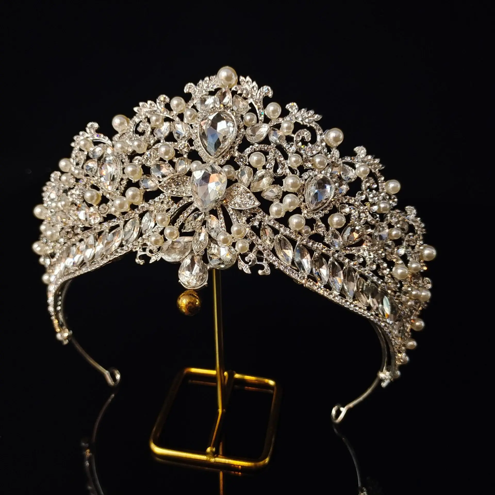 Coroa De Casamento De Luxo Para Mulheres, Acessórios De Cabelo De Noiva, Pérola De Cristal, Barroco Diadema, Elegante Coroas De Novia