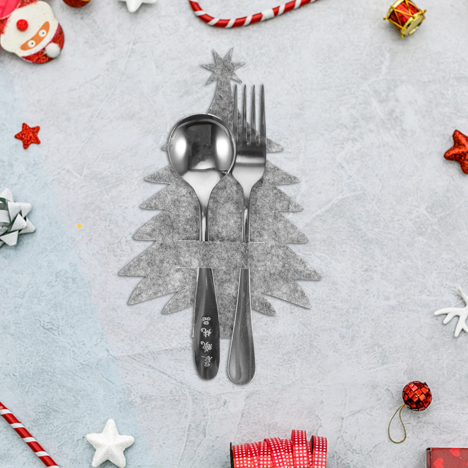

8 Pcs Cutlery Bag Set Tree Holiday Utensil Xmas Trees Holder Table Decoration Spoon Silverware Sleeves Tableware
