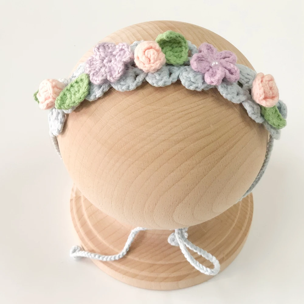 Handmade Knitted Newborn Girl Headband for Photography Props Flower Baby Girl Tieback Newborn Hairband Baby Hair Accessories