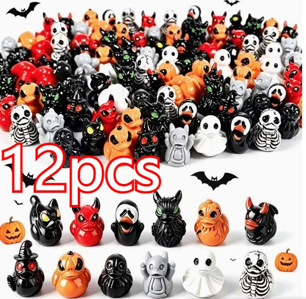 12 stks/set Mini Hars Halloween Eenden en Spook Miniaturen Beeldjes Bulk voor Tuin Fee Micro Landschap Thuis DIY Decoratie