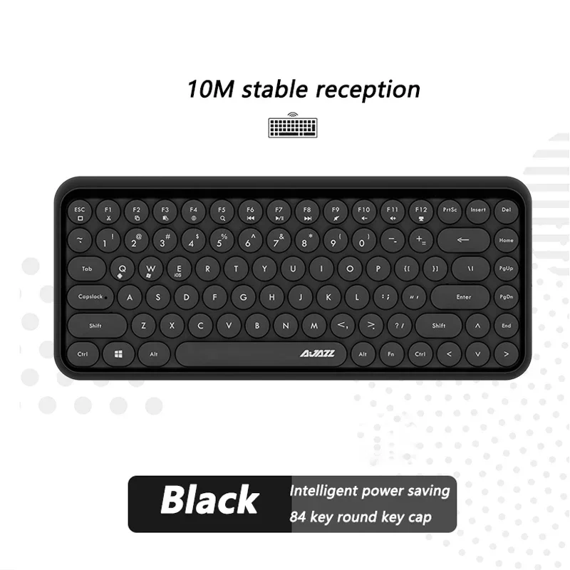 FELiCON 308i Wireless Keyboard Cute Retrò, Tastiera per Computer Silenziosa Bluetooth con Rotondi Punk Compatti 84 Tasti, Texture Opaca- Marrone