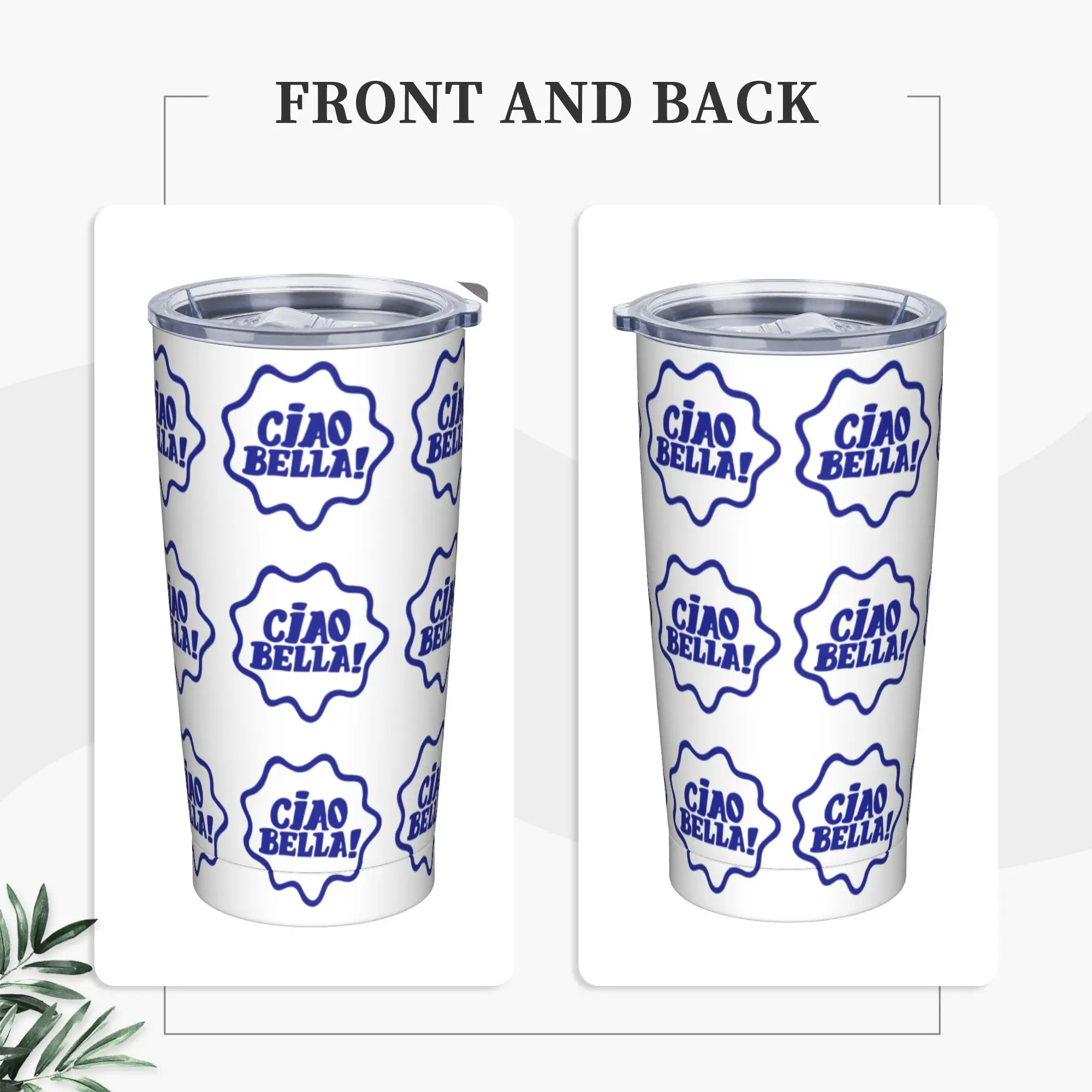 Ciao Bella Art Design Tumbler  Travelist Large Mugs Cup Portable Cold and Hot Milk Tea Water Bottle