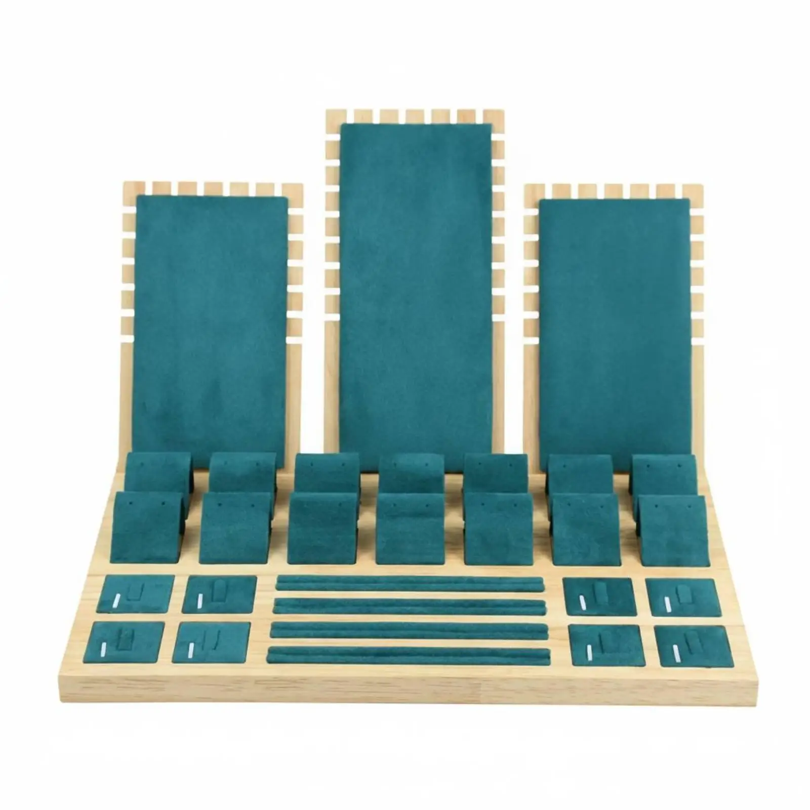 High Capacity Jewelry Display Stand Bamboo Tray Earring Necklace Organizer for Shop Counter Layout