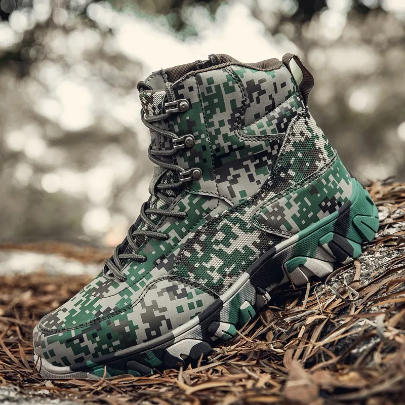 Upgraded Men Tactics Combat Training Boots Male Outdoors Camping Anti-wear Rapid Response Hiking Shoes Fishing Hunting Sneakers
