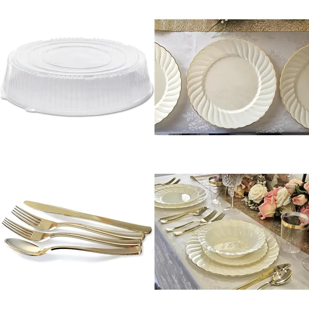 

Прозрачный пластиковый лоток для общественного питания с круглой купольной крышкой, 18 дюймов, 25 упаковок для больших общественных продуктов питания