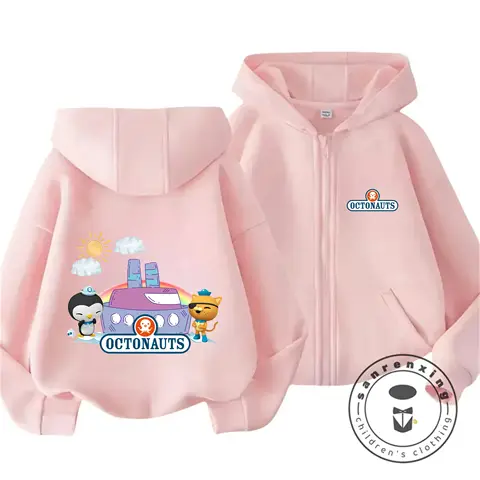 かわいいかわいい 2026 オクトノーツ ジッパー パーカー 3-14Y 男の子 女の子 秋冬漫画ストリート ホット ファッション アウトドア カジュアル ラブリー