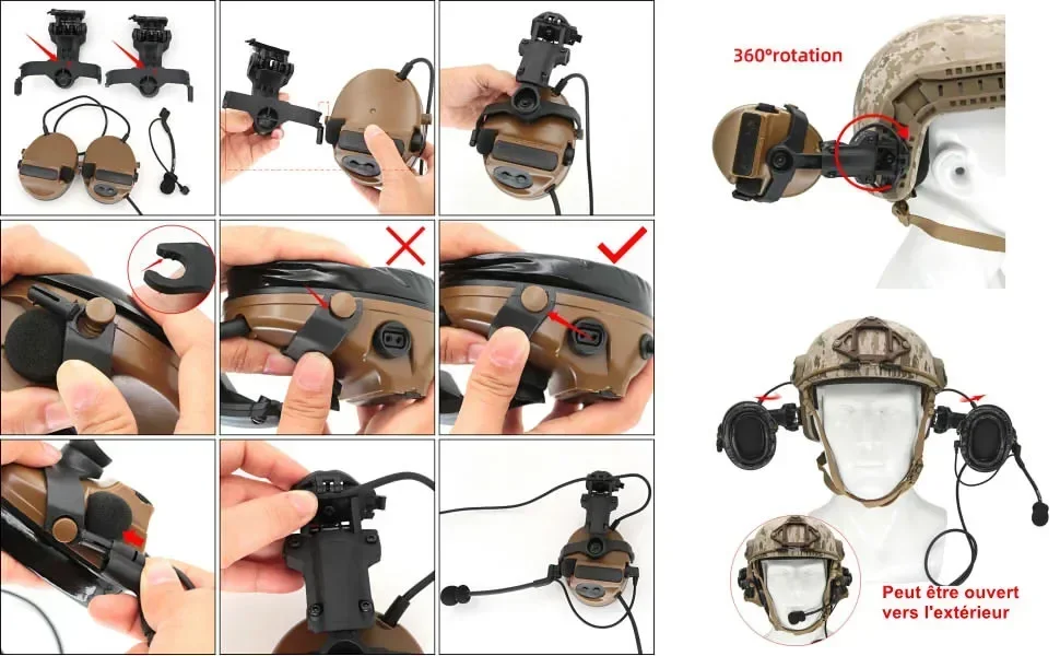 Adattatore ARCRail per montaggio su casco tattico Comta Mount è compatibile con Headse tattico Comta ii, Comta iii Headse