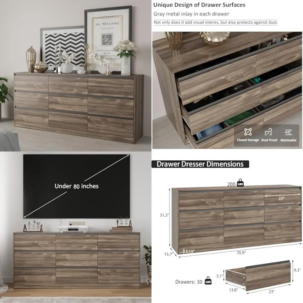 

Современный комод из орехового дерева с 9-мя ящиками для просторного хранения в спальне