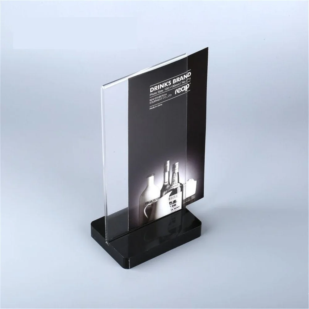 Crystal Acrylic T-shape Desk Sign Holder Card Display Stand Table Menu Service Label Drink Brand Conference Meeting