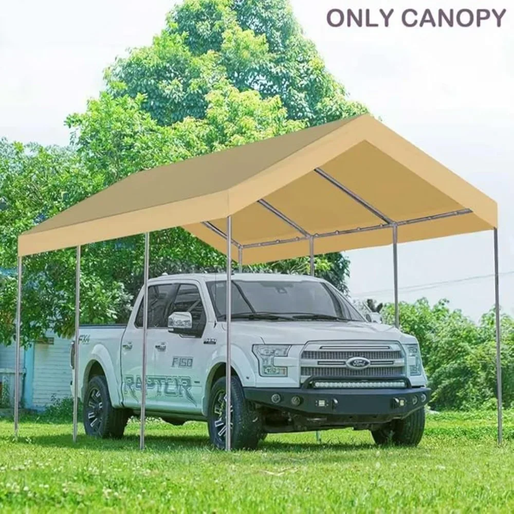 Upgraded Carport Replacement Top Canopy Cover for Car Garage Shelter Tent Party Tent with Ball Bungees Beige